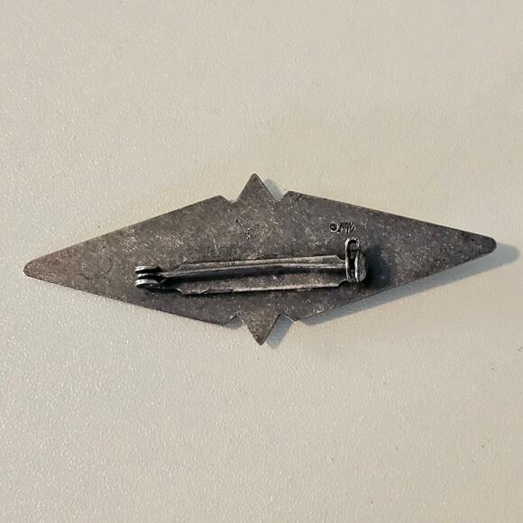 Vintage Nuri Silver & Abalone Art Deco Diamond Shaped Brooch - Picture 2 of 6